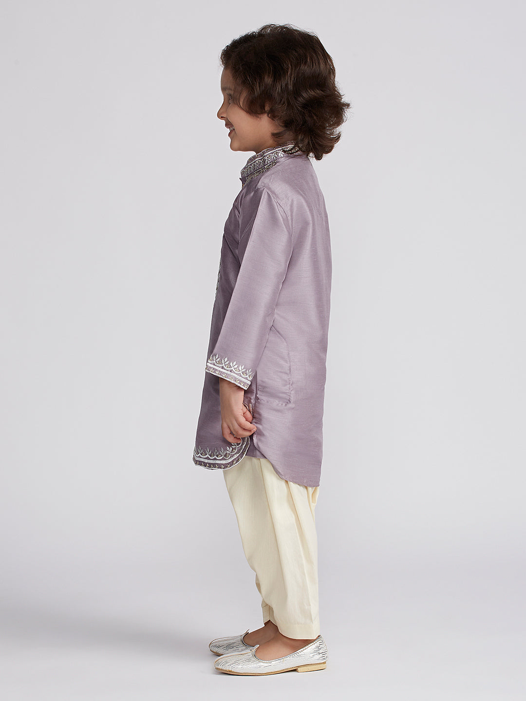 Boy's' Purple Kurta And Patiala Set