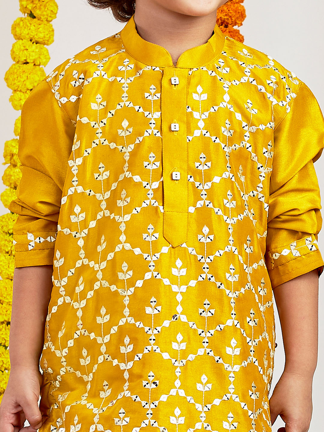 Boy's' Mustard Kurta And Patiala Set