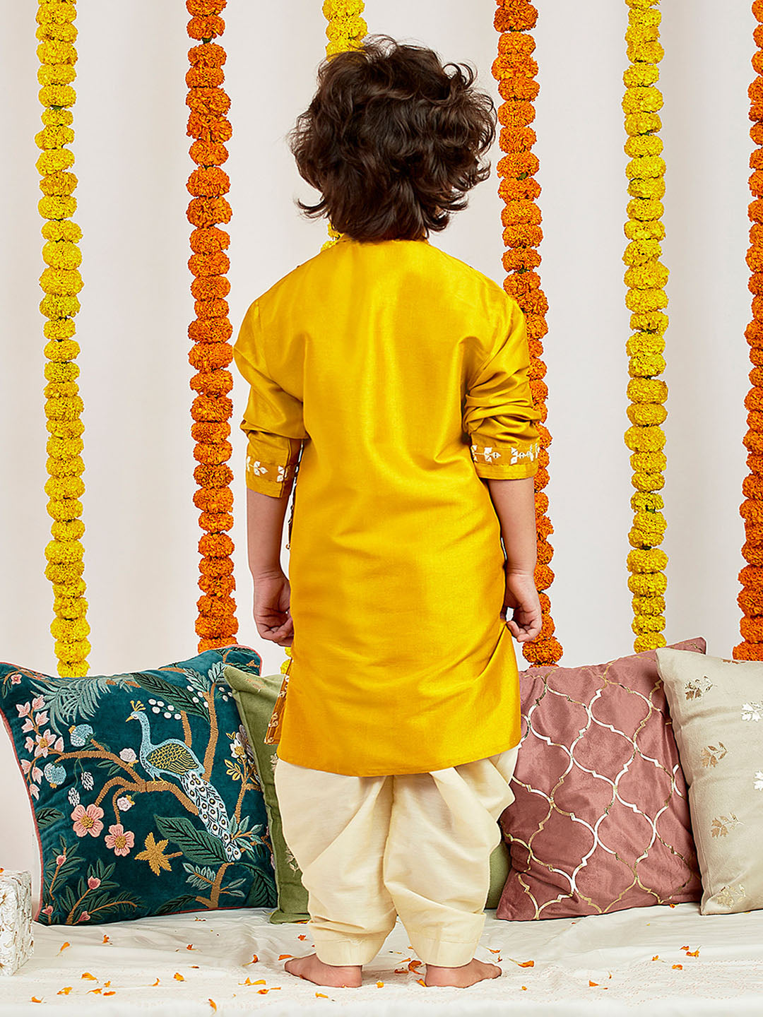 Boy's' Mustard Kurta And Patiala Set