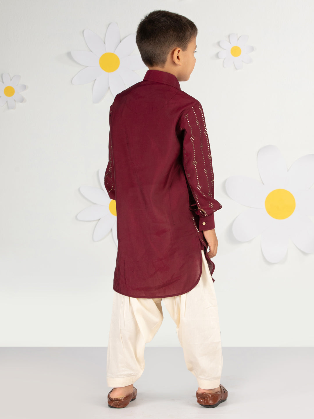 Boy's' Wine Kurta And Patiala Set