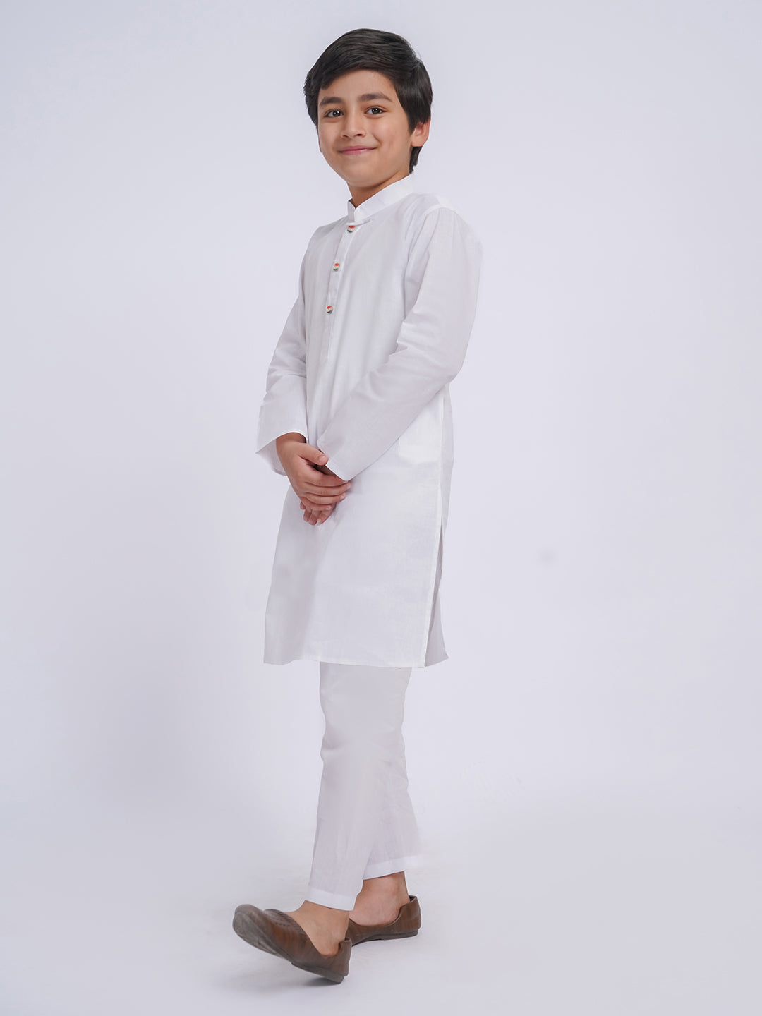 Boy's' White Kurta And Pyjama Set