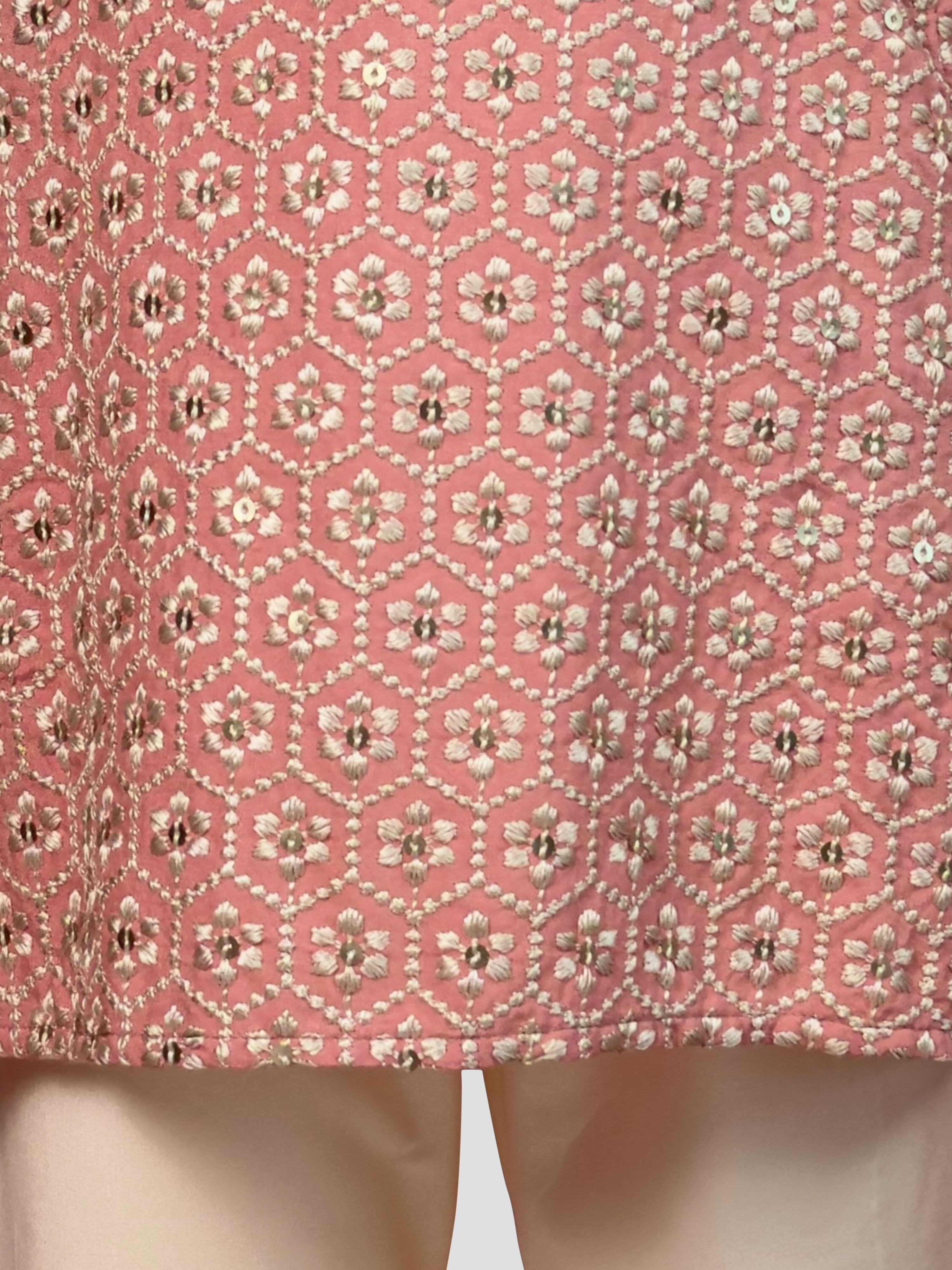 Boy's Peach Kurta And Pyjama Set