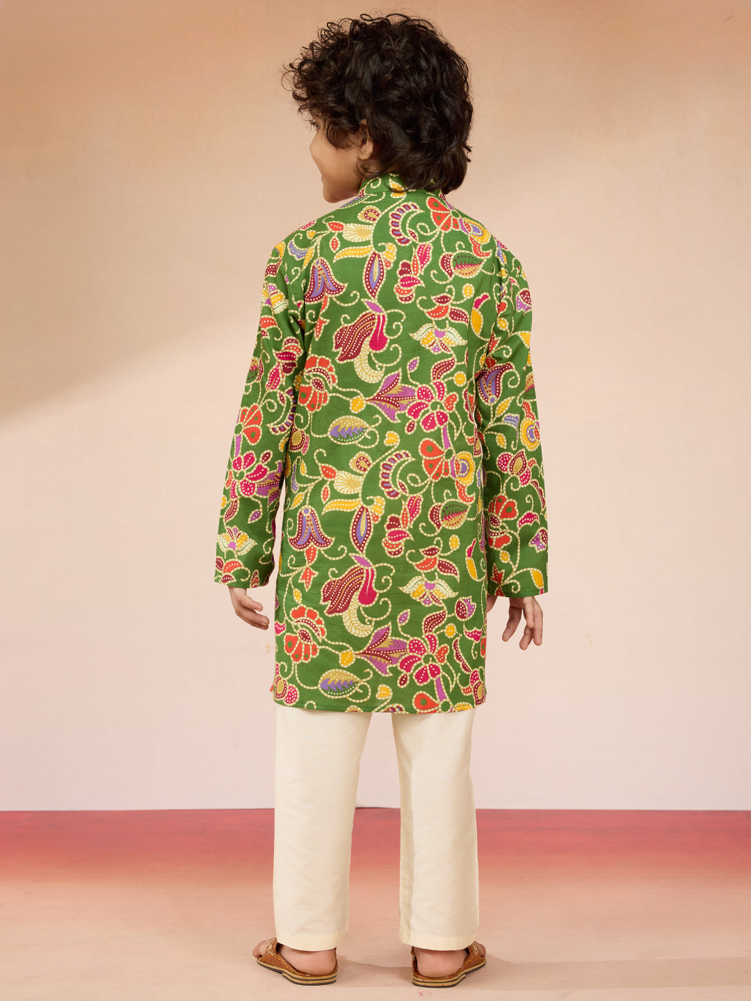 Boys Green Cotton Kurta Pajama Set