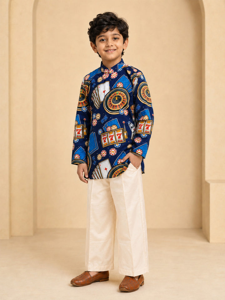 Boy Blue Muslin Kurta and Pyjama Set Festive, Festive Glitz, Indated Traditions, Summer / Casual, All regions Ethnic Wear