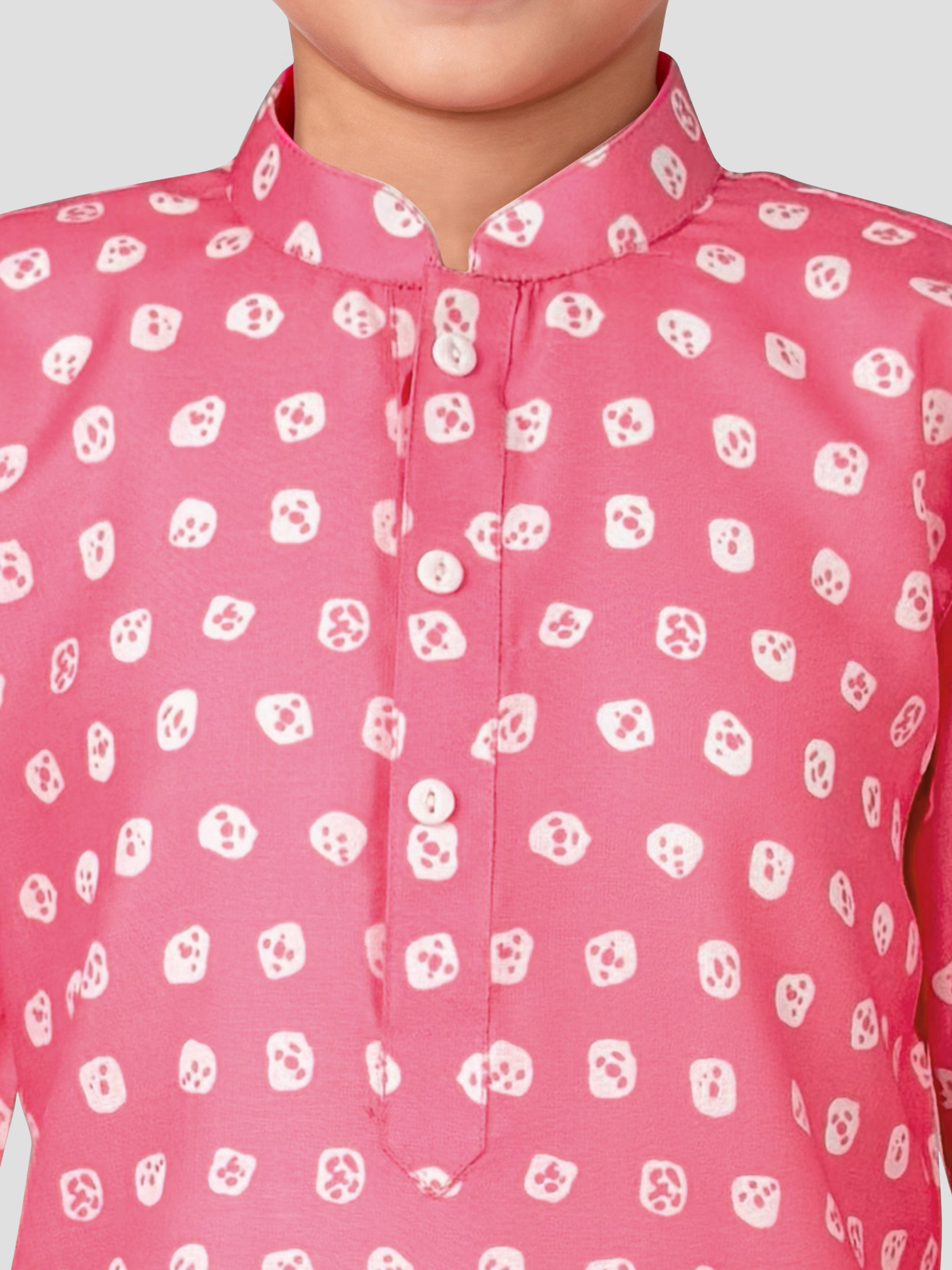Boys Pink Linen Slub Kurta Pyjama Set