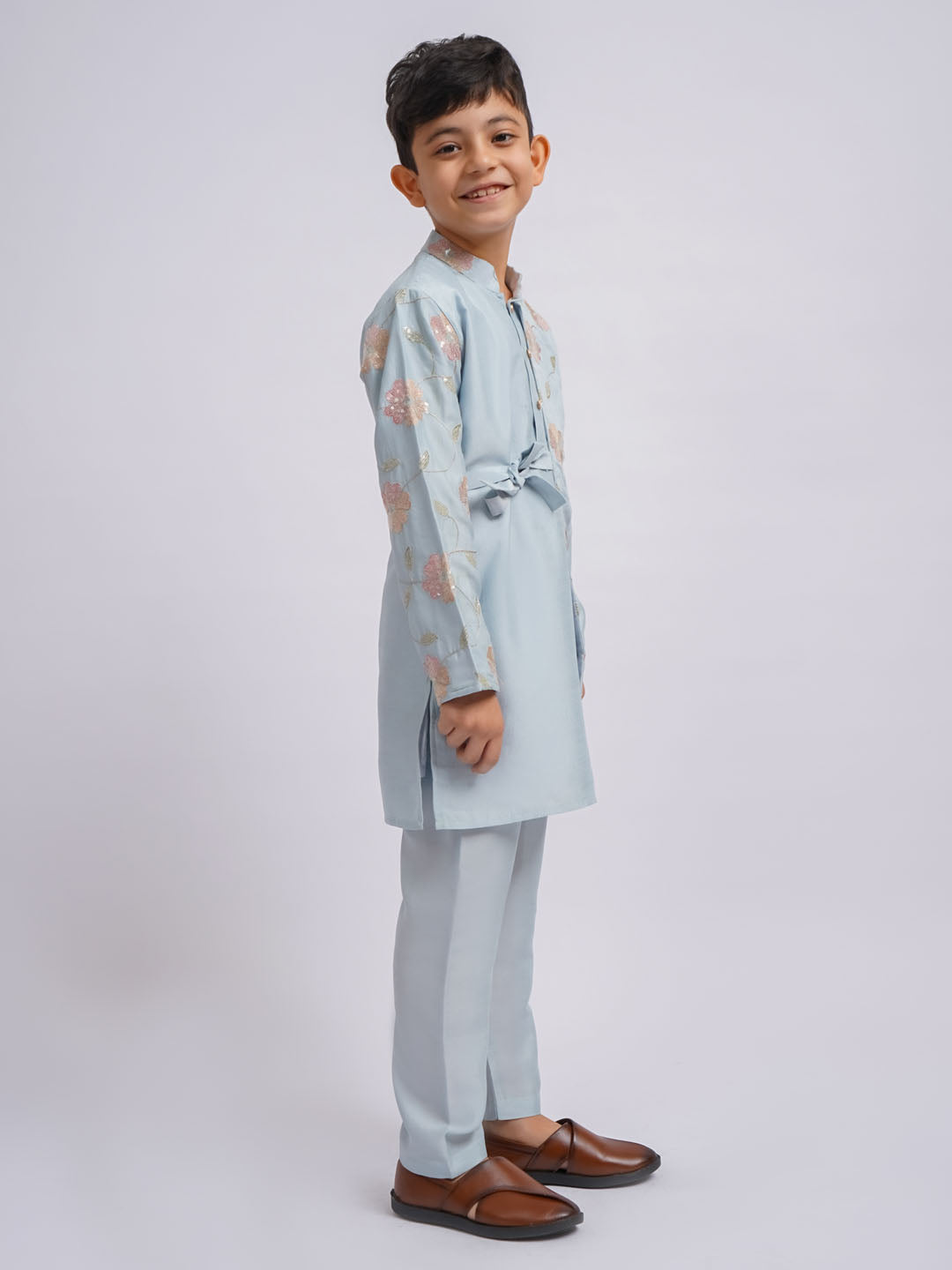 Boy's' Aqua Kurta And Pyjama Set