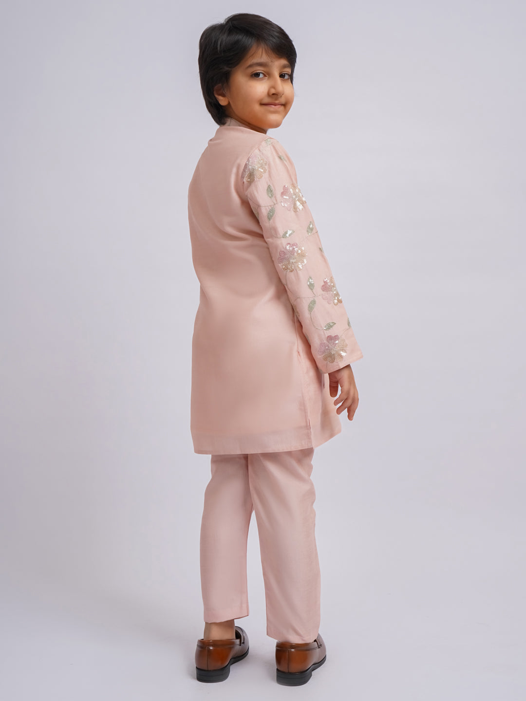 Boy's' Peach Kurta And Pyjama Set