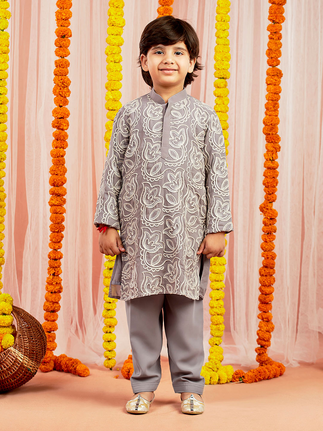 Boy's Yellow Kurta And Pyjama Set