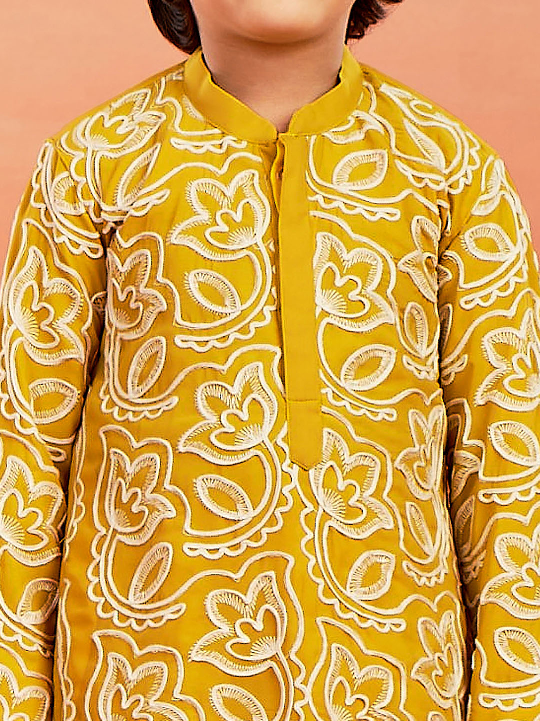 Boy's' Mustard Kurta And Pyjama Set