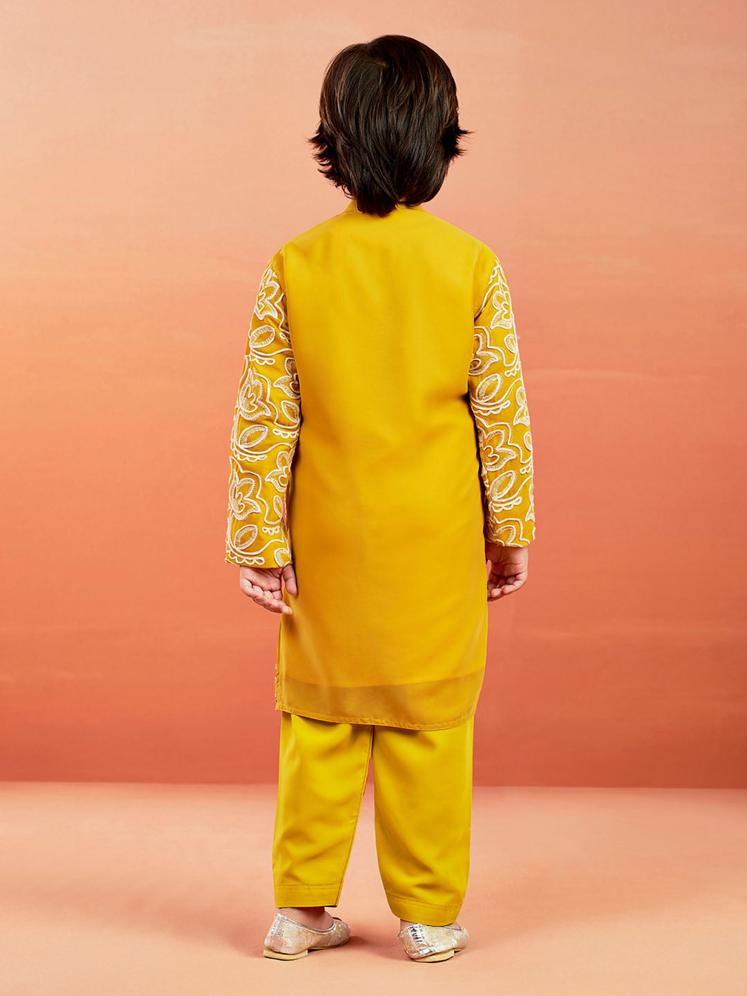 Boy's' Mustard Kurta And Pyjama Set