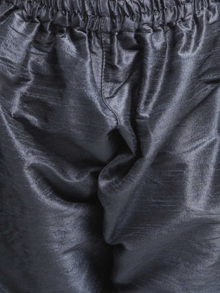 VASTRAMAY Boys' Grey Cotton Silk Blend Kurta and Pyjama Set
