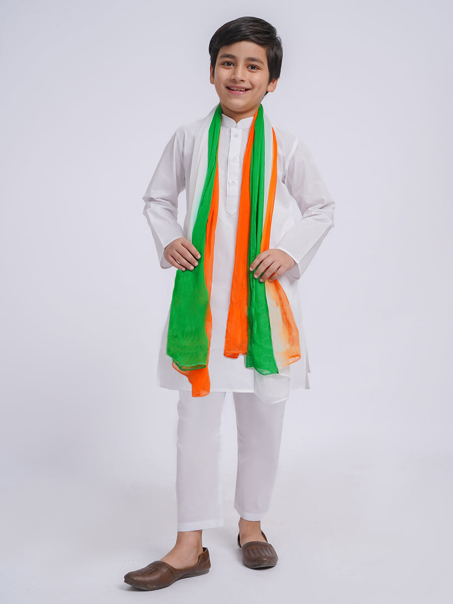 VASTRAMAY JBN Creation Set Pigiama Bambino In Viscosa – Completo Kurta E Pyjama Colore Panna - 3