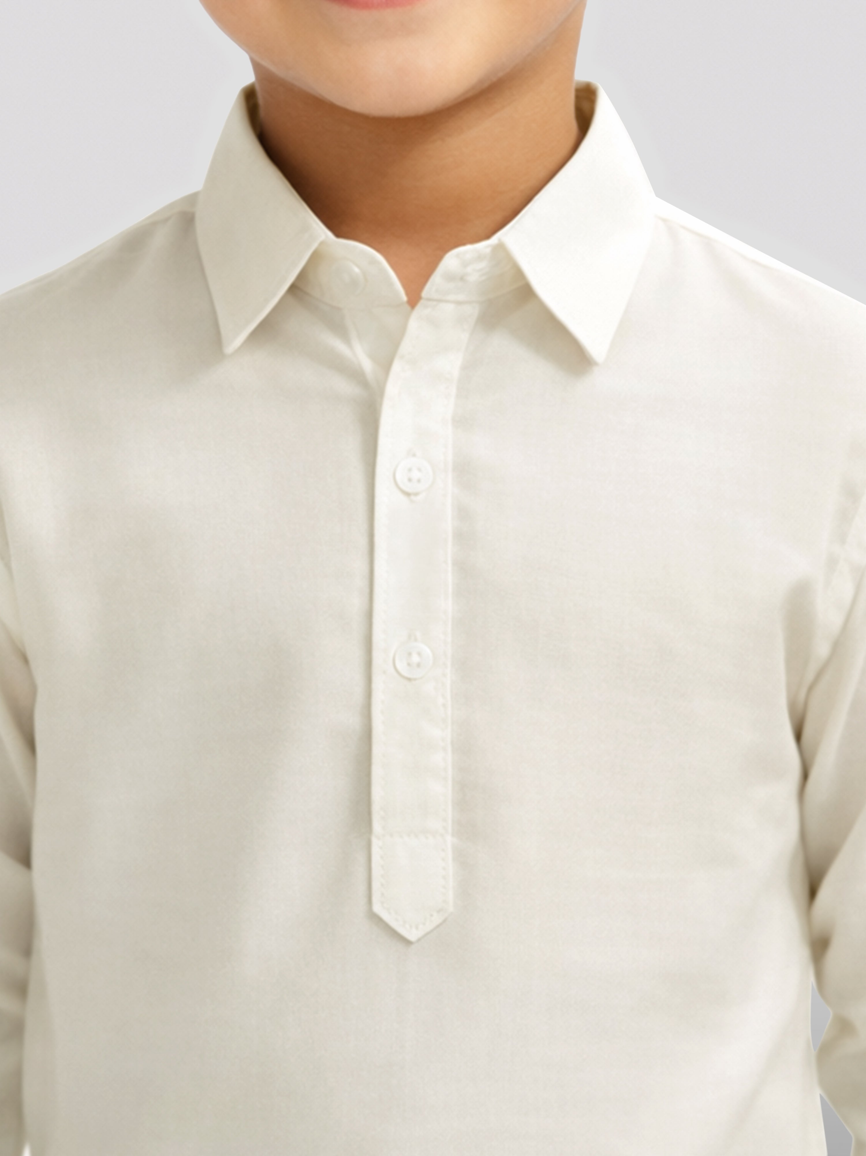 Boy's Cream Viscose Kurta Patiala Set