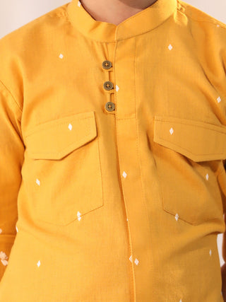 VASTRAMAY Boys' Mustard Ethnic Shirt