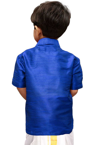 VASTRAMAY Boys  Royal Blue Opaque Ethnic Shirt