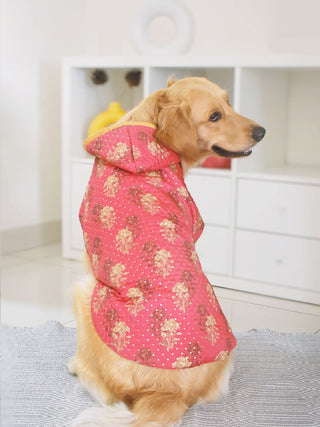PAWS BY VASTRAMAY Dogs' Pink Printed Hooded Jacket