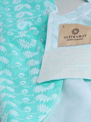PAWS BY VASTRAMAY Dogs' Green Chikankari Flared Dress With Attached Bow