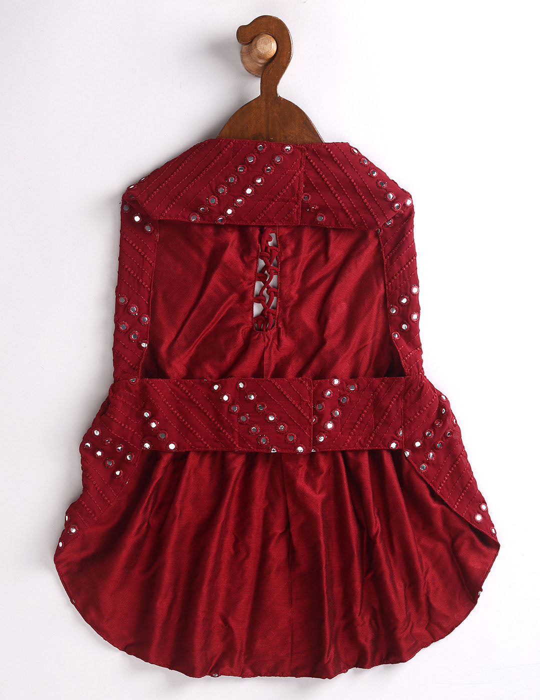 Dogs Allover Mirror Work Slik Blend Embroidered Dress