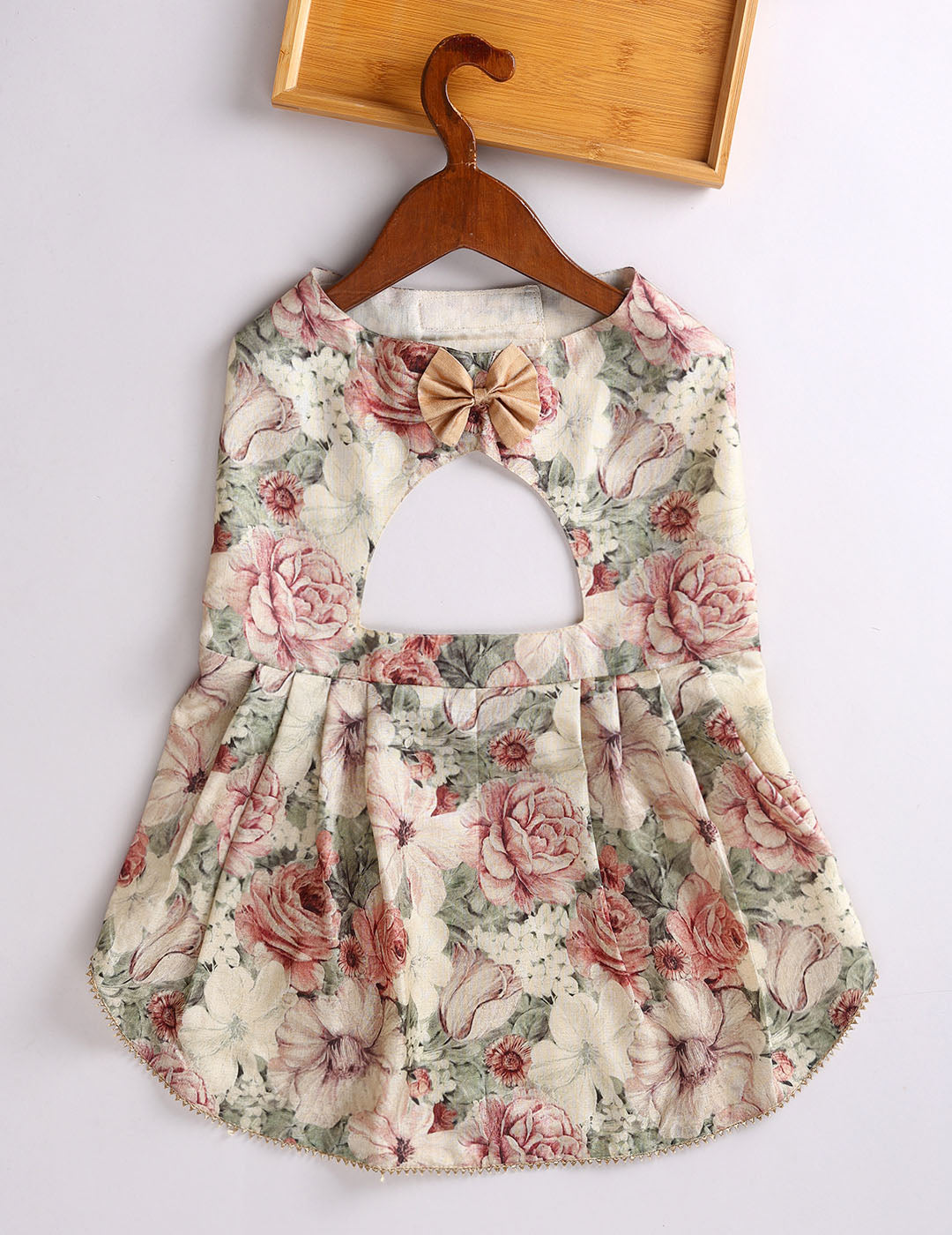 Dogs Allover Printed Silk Blend Mandarin Collar Dress