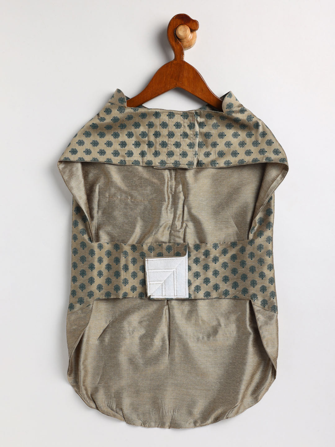 Dogs' Chiku Block Printed Cotton Blend Jacket With Attached Solid Kurta