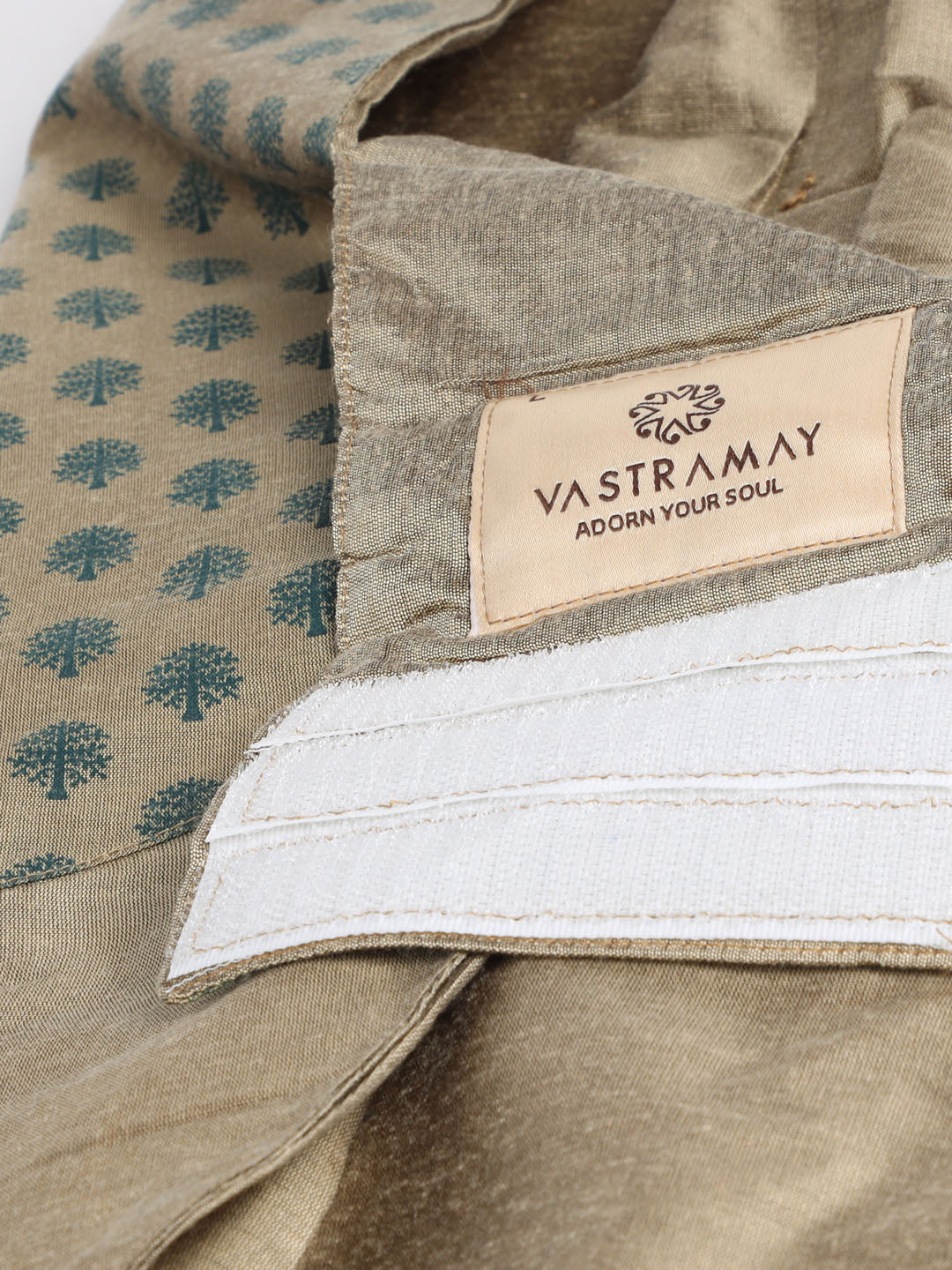 Dogs' Chiku Block Printed Cotton Blend Jacket With Attached Solid Kurta