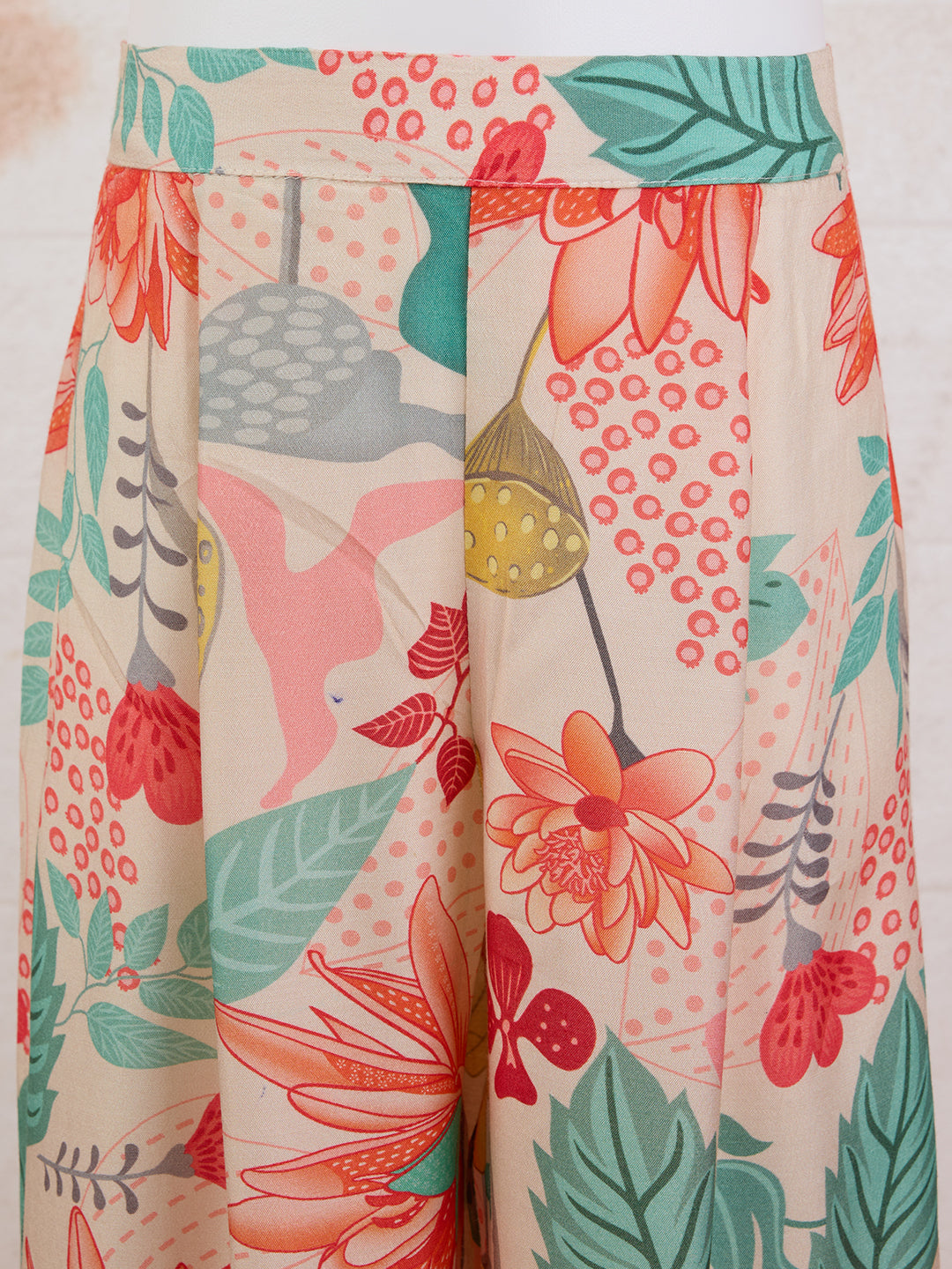 Vastramay Girls' Cream Cotton Kurta with Palazzo Set