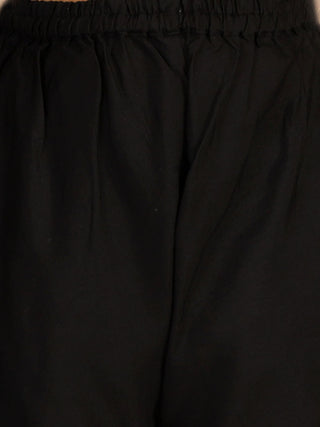 VASTRAMAY Girls' Black Embellished Kurta Pyjama Set
