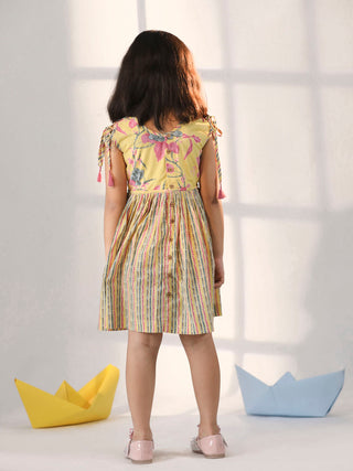 VASTRAMAY Girls' Yellow Dress