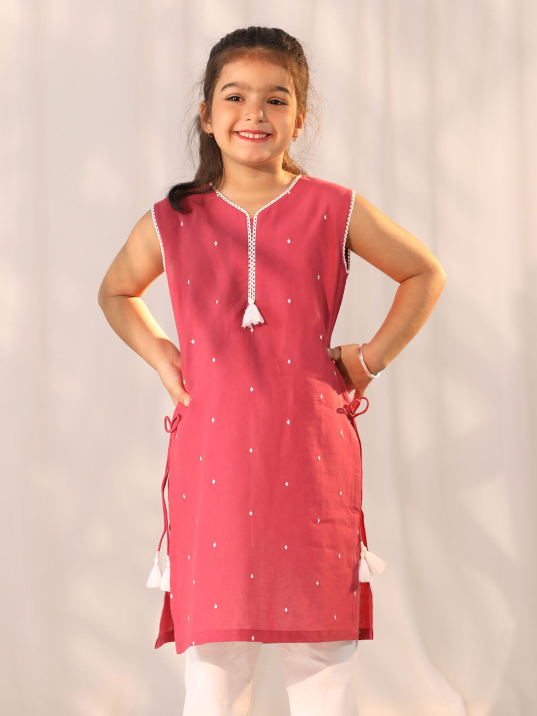 Girl's' Pink Only Kurta