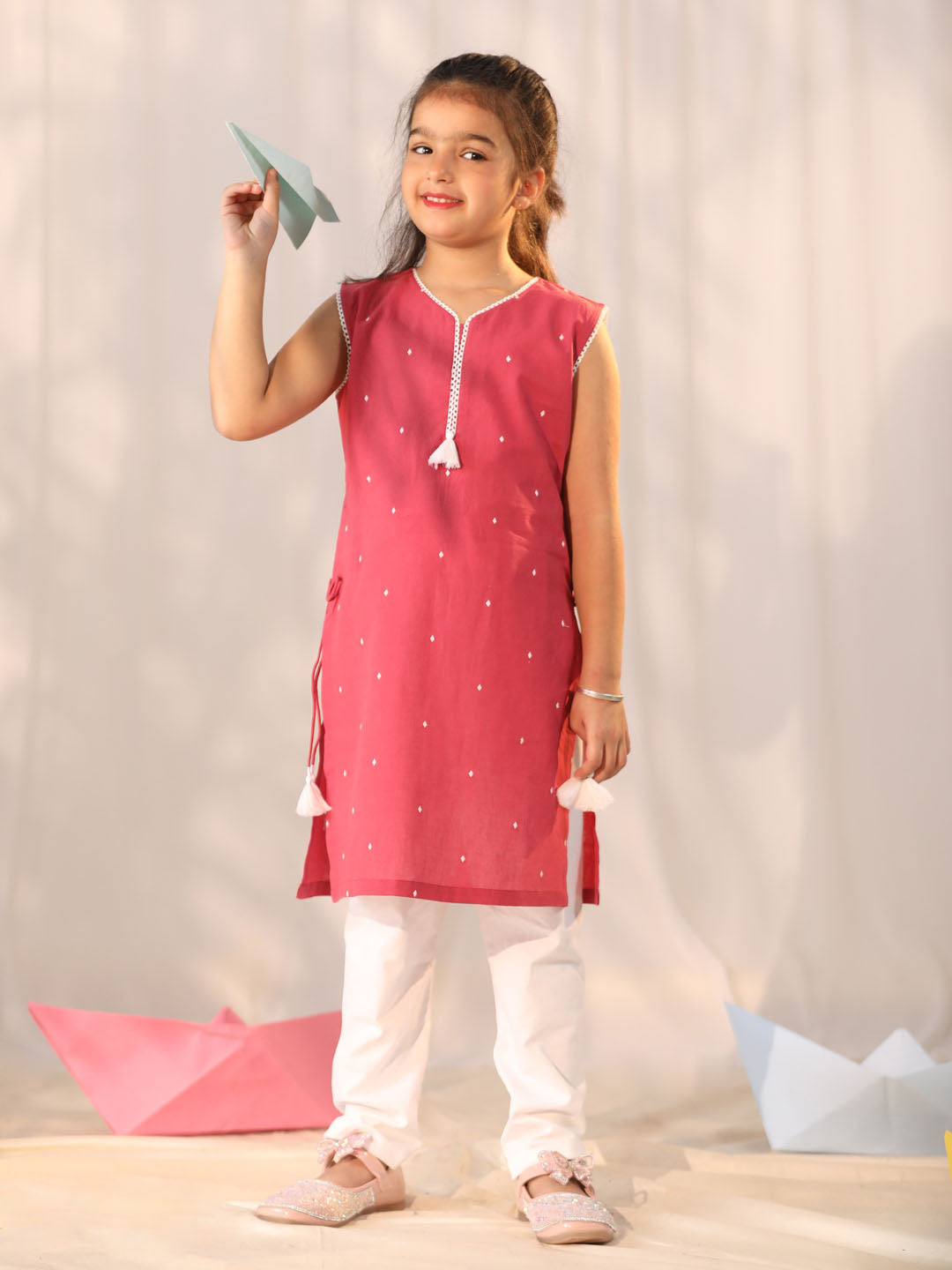 Girl's' Pink Only Kurta