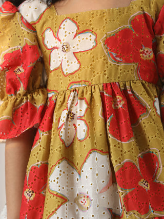 VASTRAMAY Girls' Mustard Dress