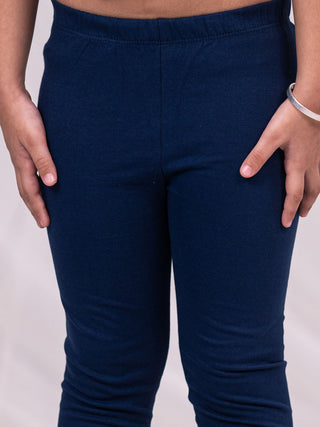 VASTRAMAY Girls' Blue Printed Kurta Leggings Set