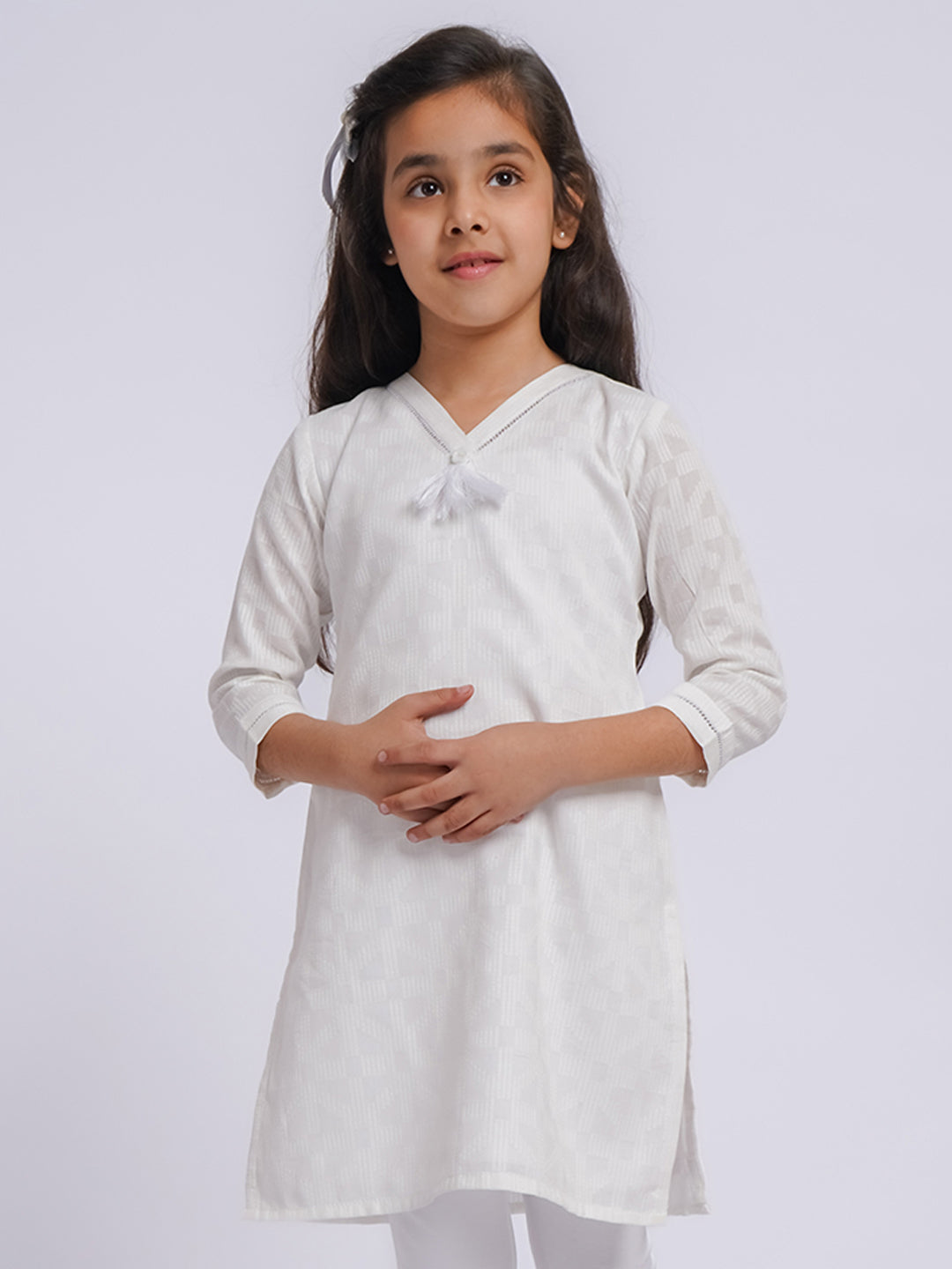 Girl's' White Only Kurta