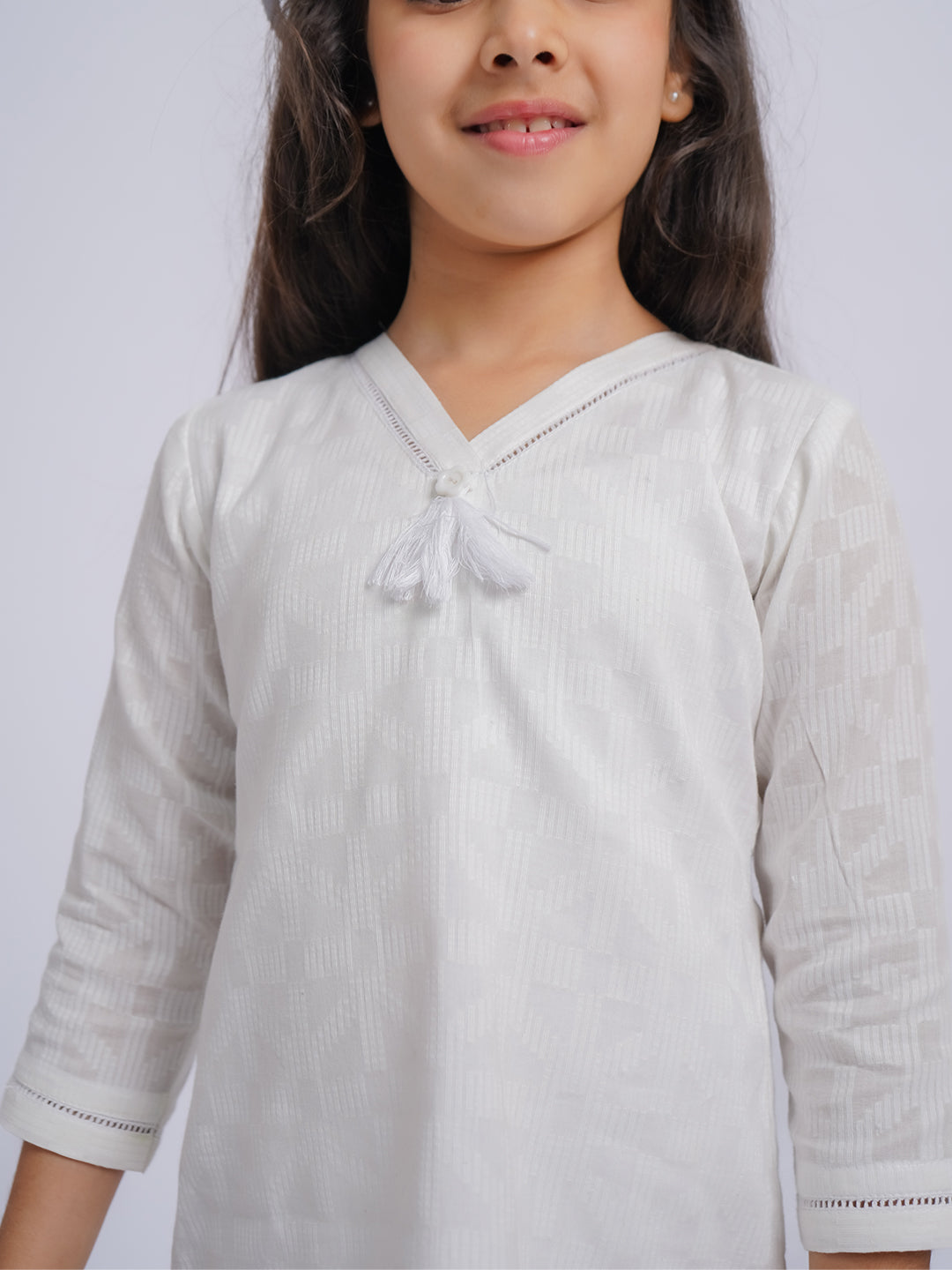 Girl's' White Only Kurta