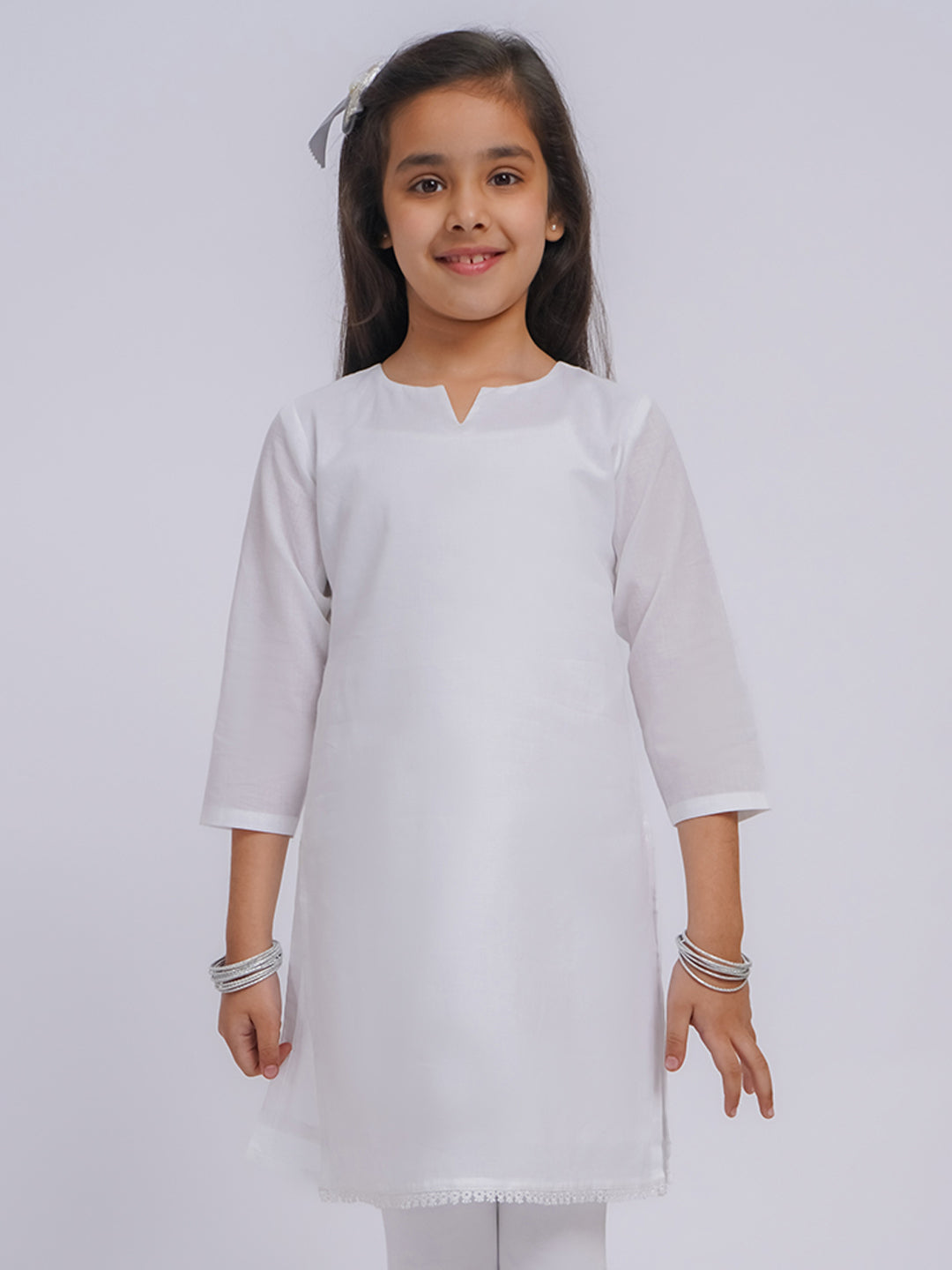 Girl's' White Only Kurta