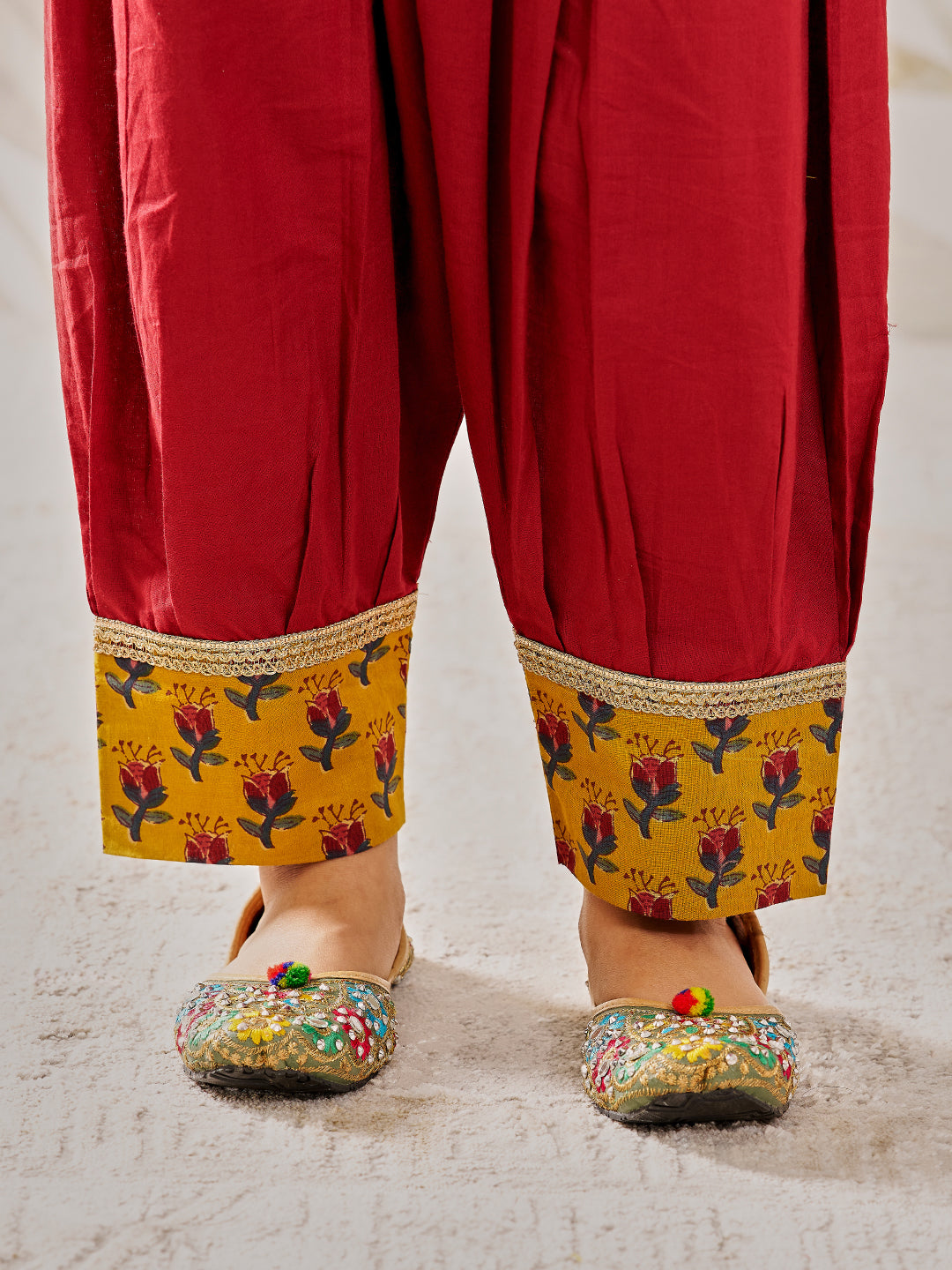 Girl's Tween Mustard Floral Kurta Patiala Set With Dupatta