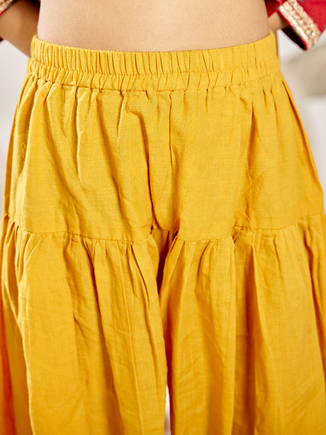 Girl's Red Floral Kurta Patiala Set