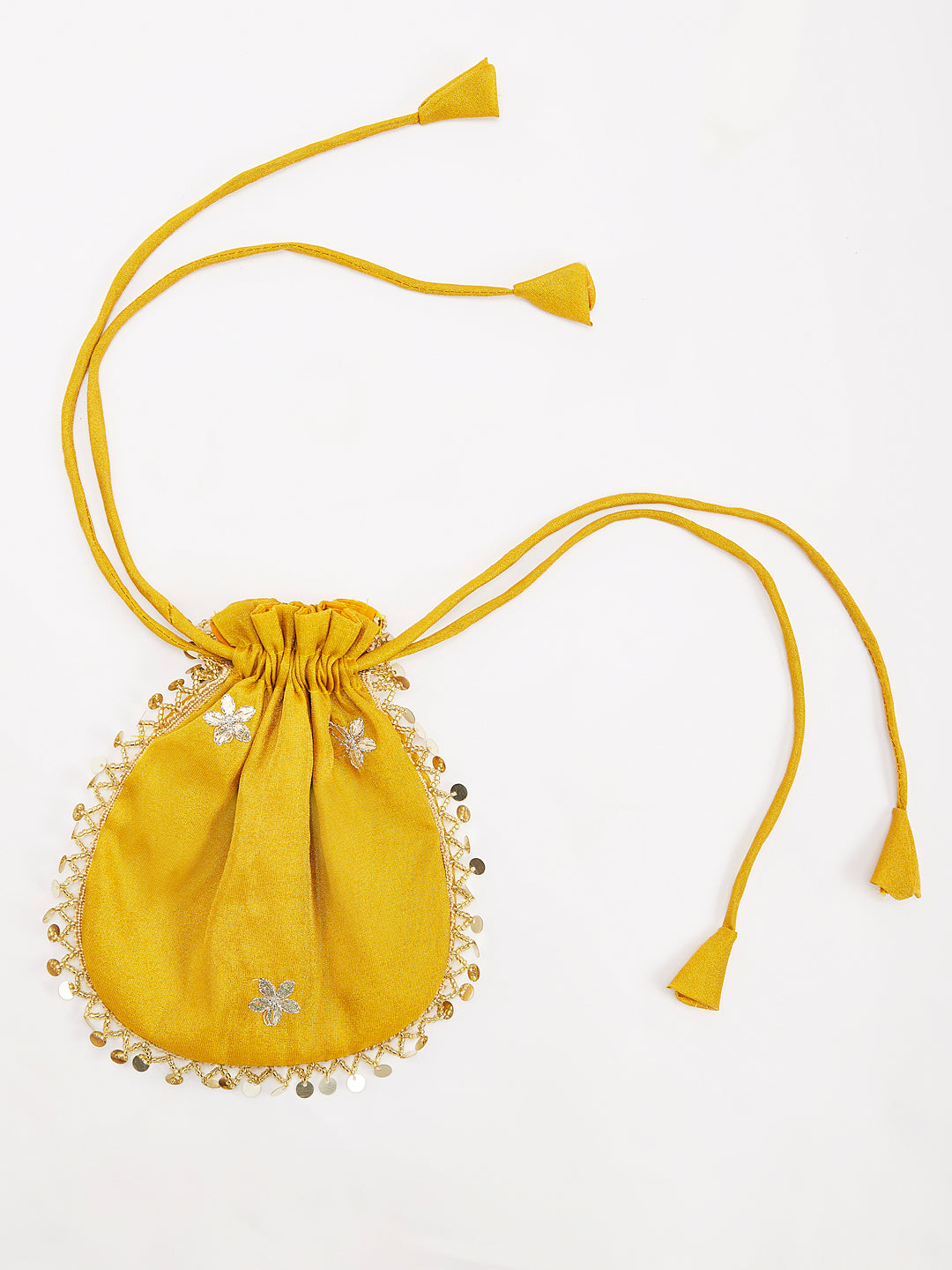 Girl's' Mustard Kurta Palazzo Set With Potli