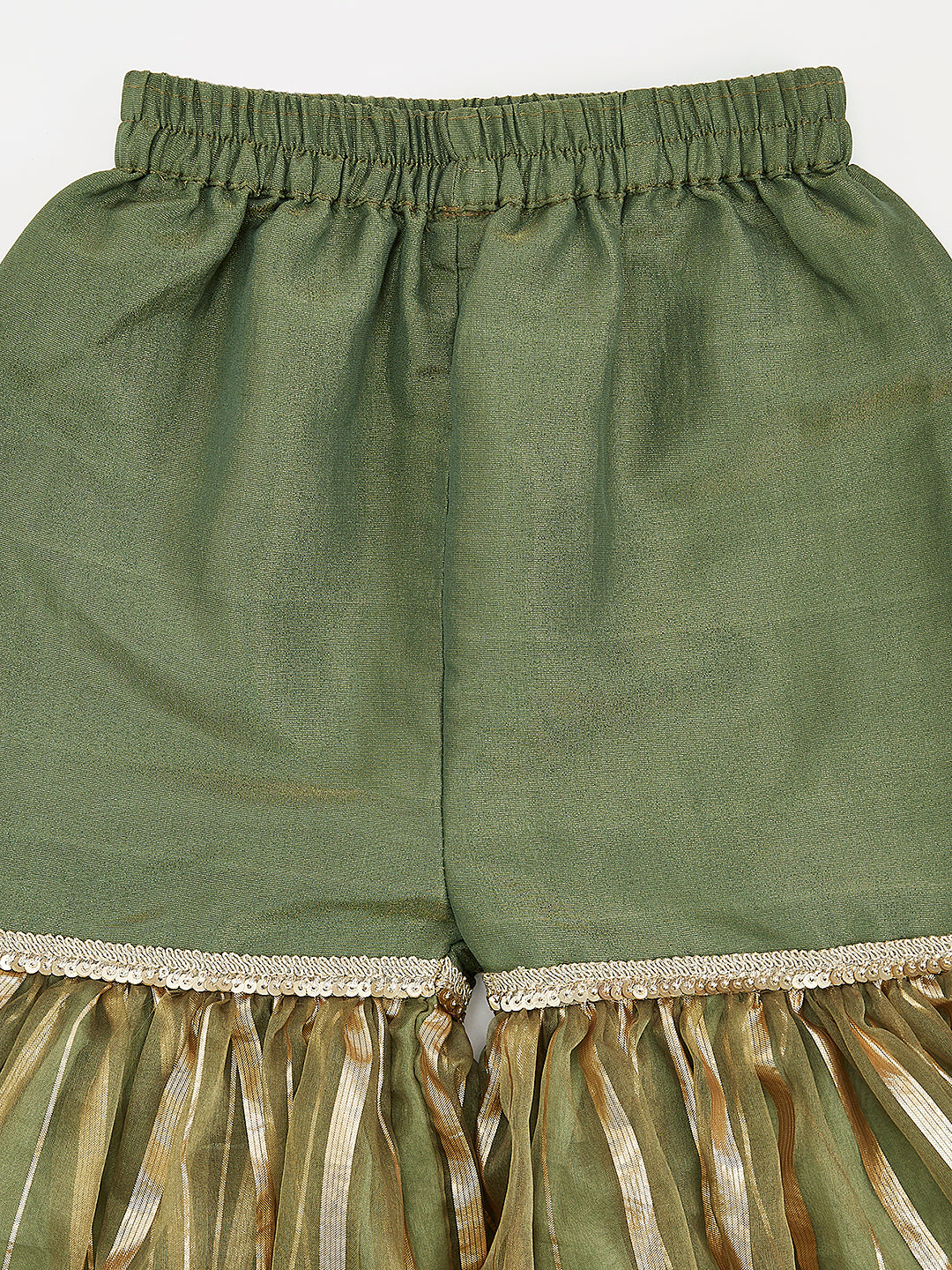 Girl's' Green Kurta Sharara Set With Dupatta