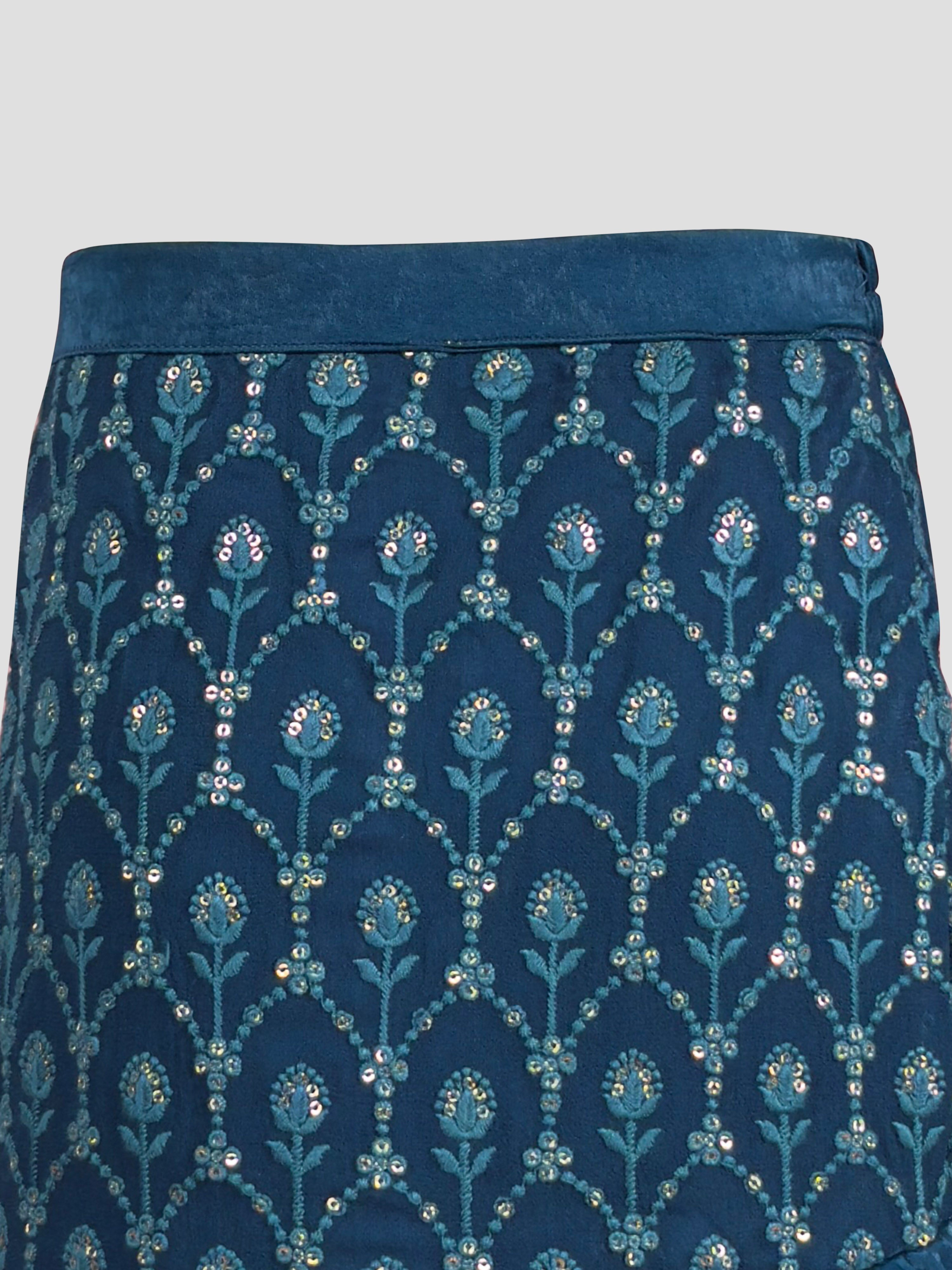 Vastramay Girls Turquoise Georgette Lehenga Set