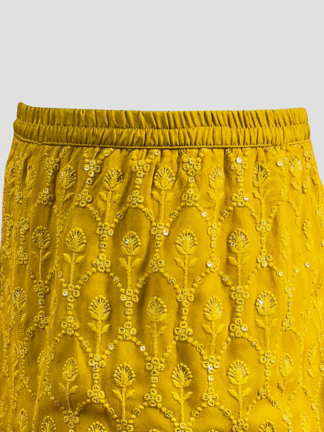 Vastramay Girls Yellow Georgette Lehenga Set
