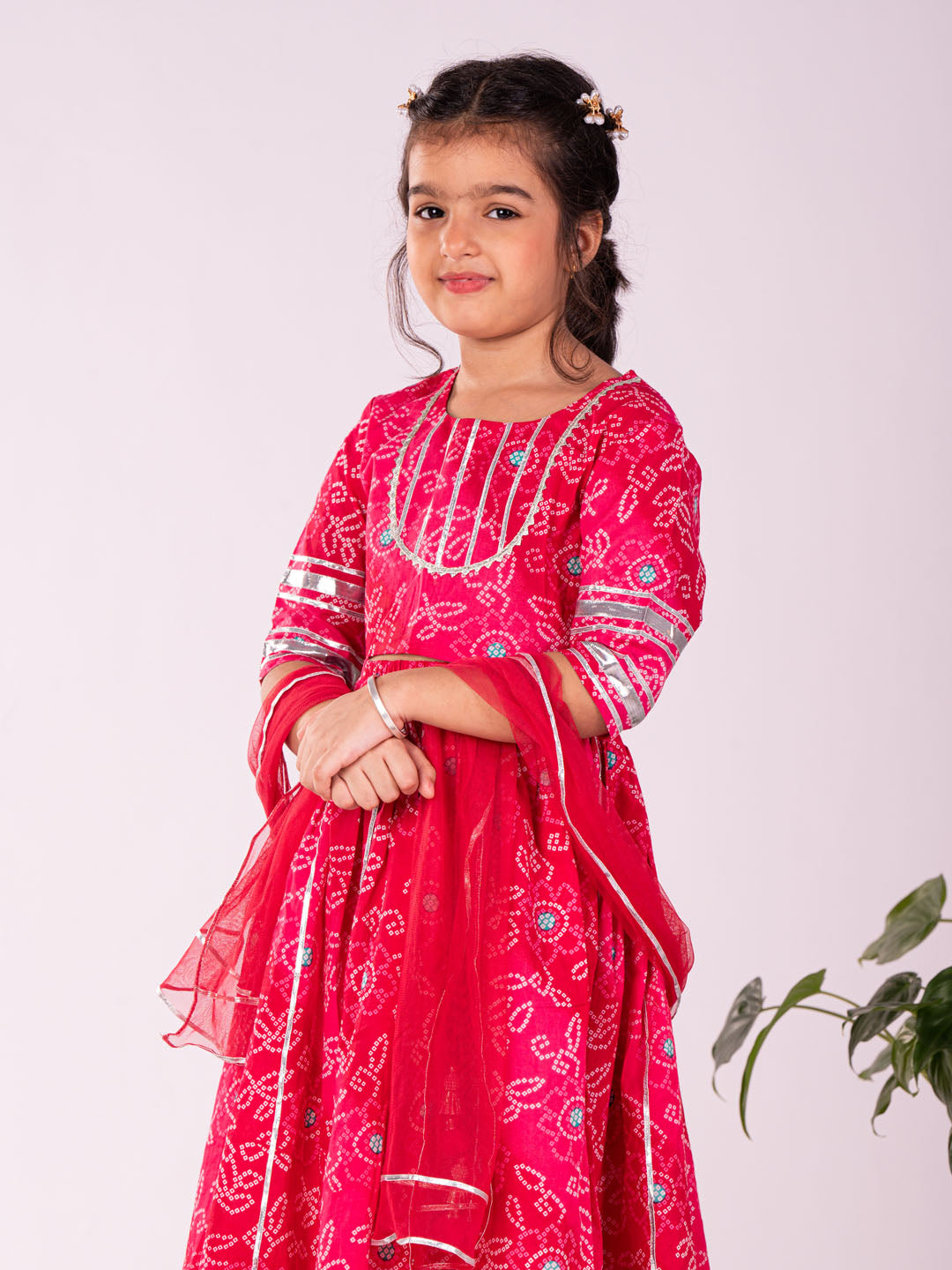 Girl's' Pink Lehenga Set