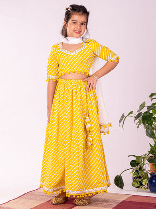 VASTRAMAY Girls' Yellow Lehenga Set