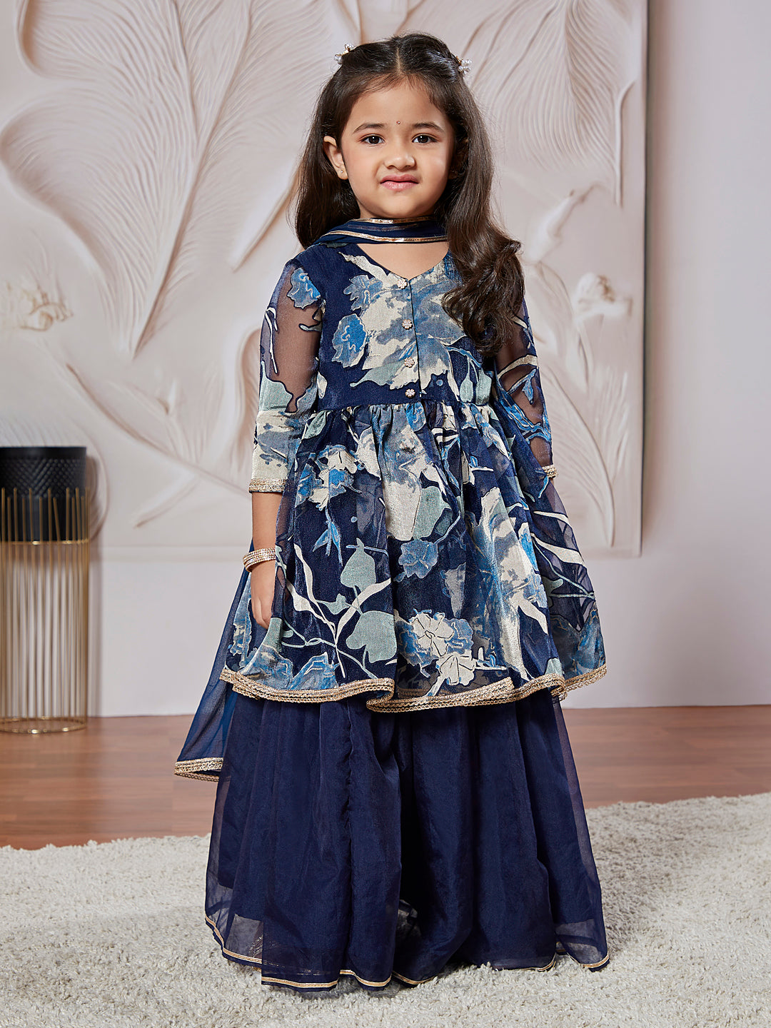 Girl's' Navy Blue Girl's Lehenga Choli