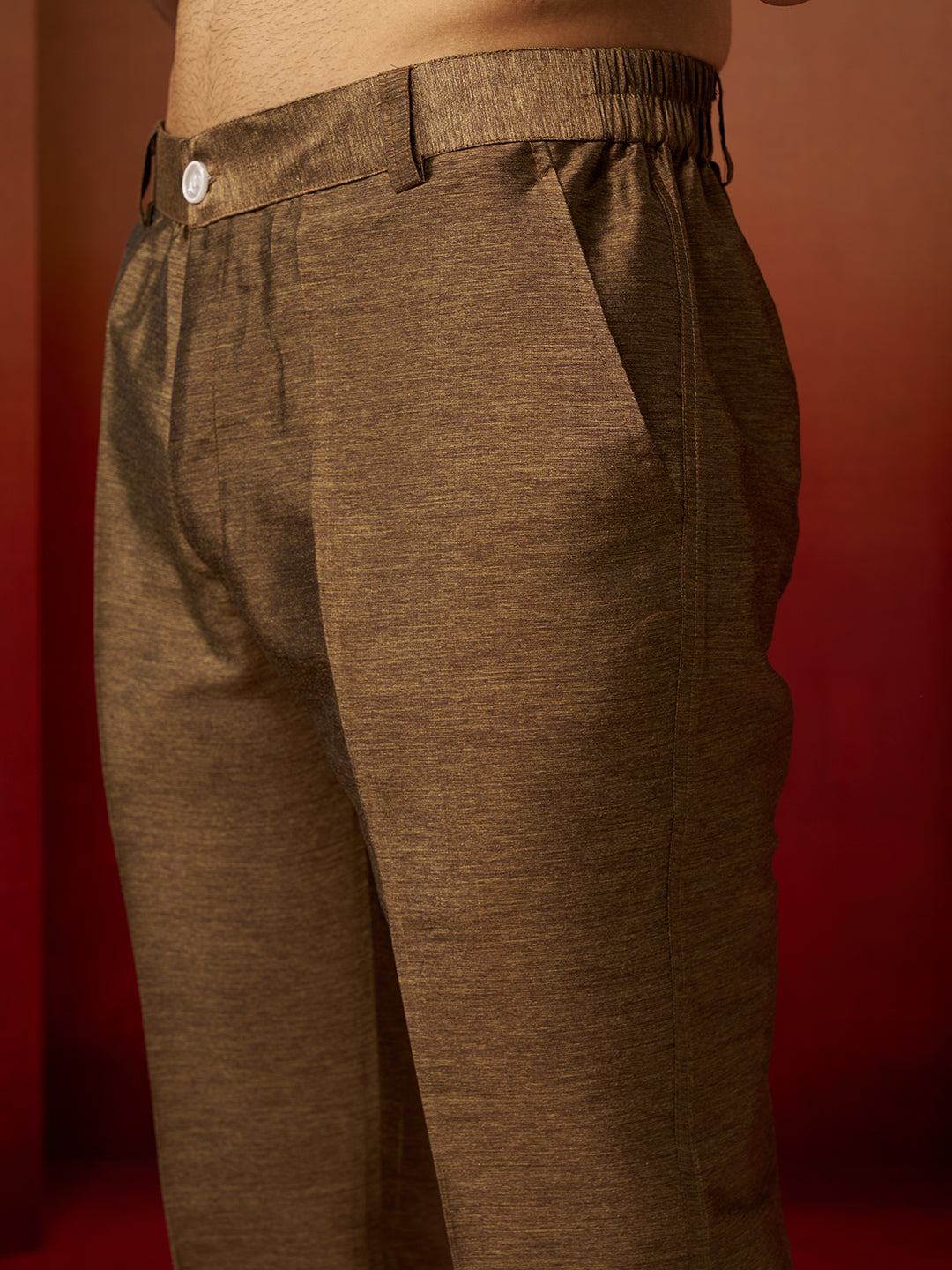 Men Bronze Gold Silk 3-Piece Jacquard Set