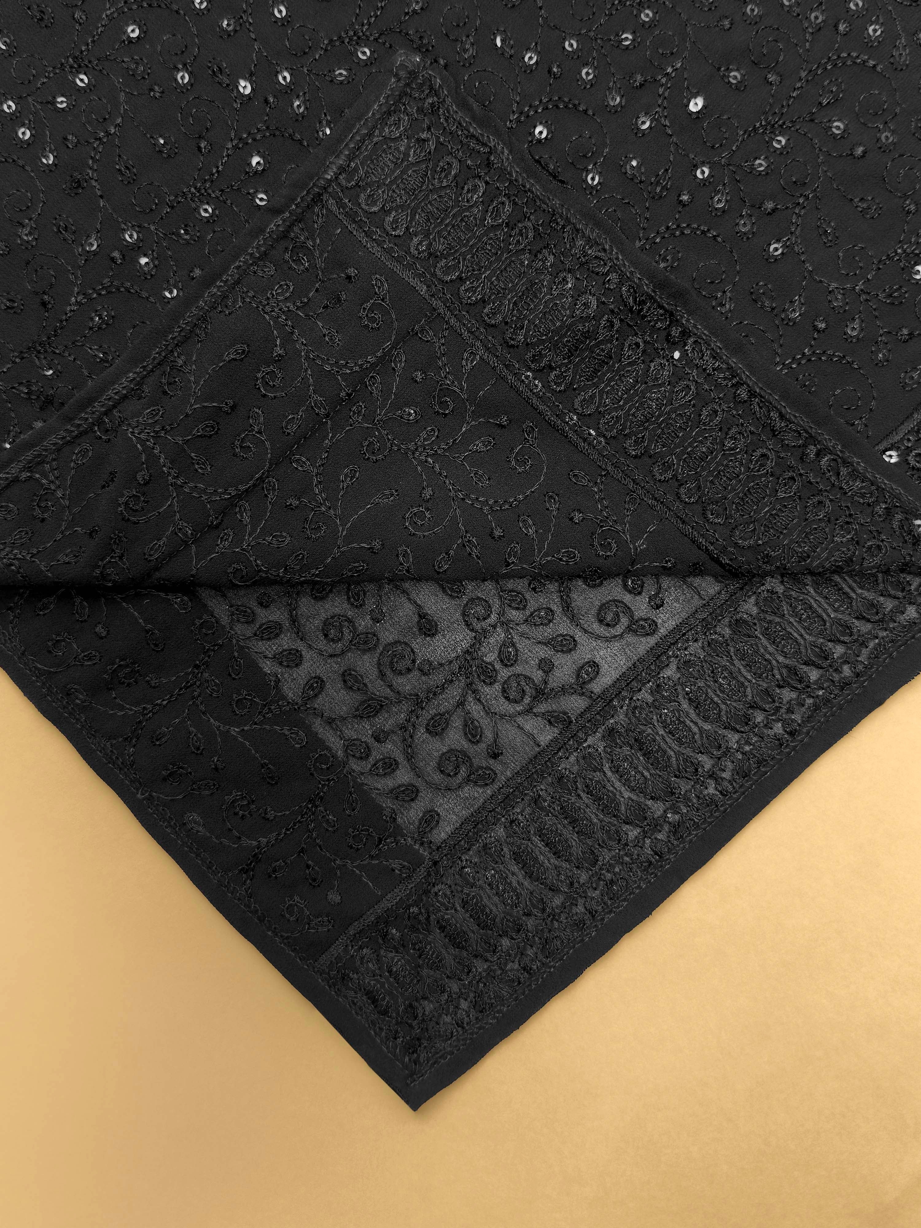 Men's Black Solid Dupatta