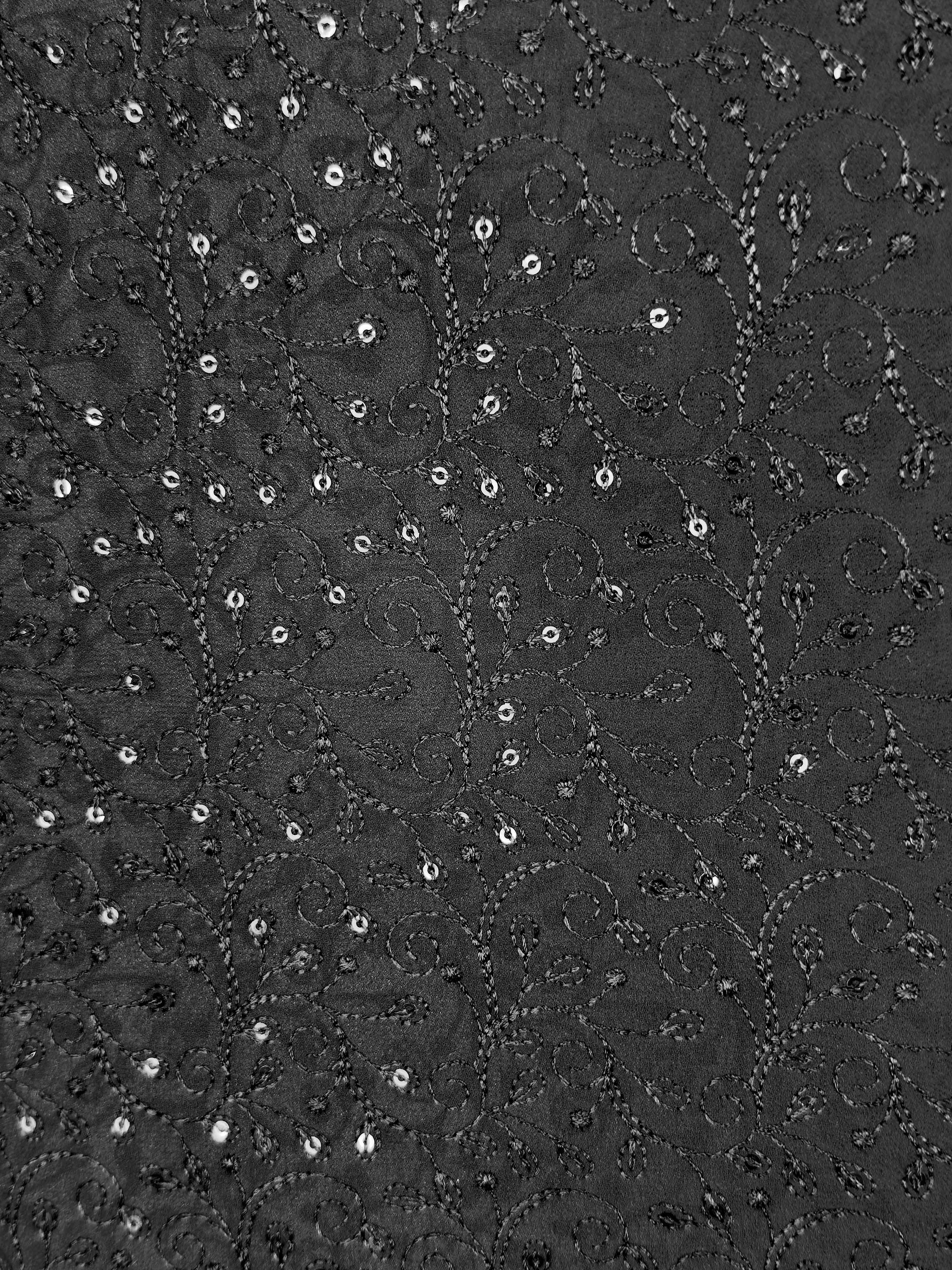 Men Black Self Design Thread Work Undetermined Dupatta