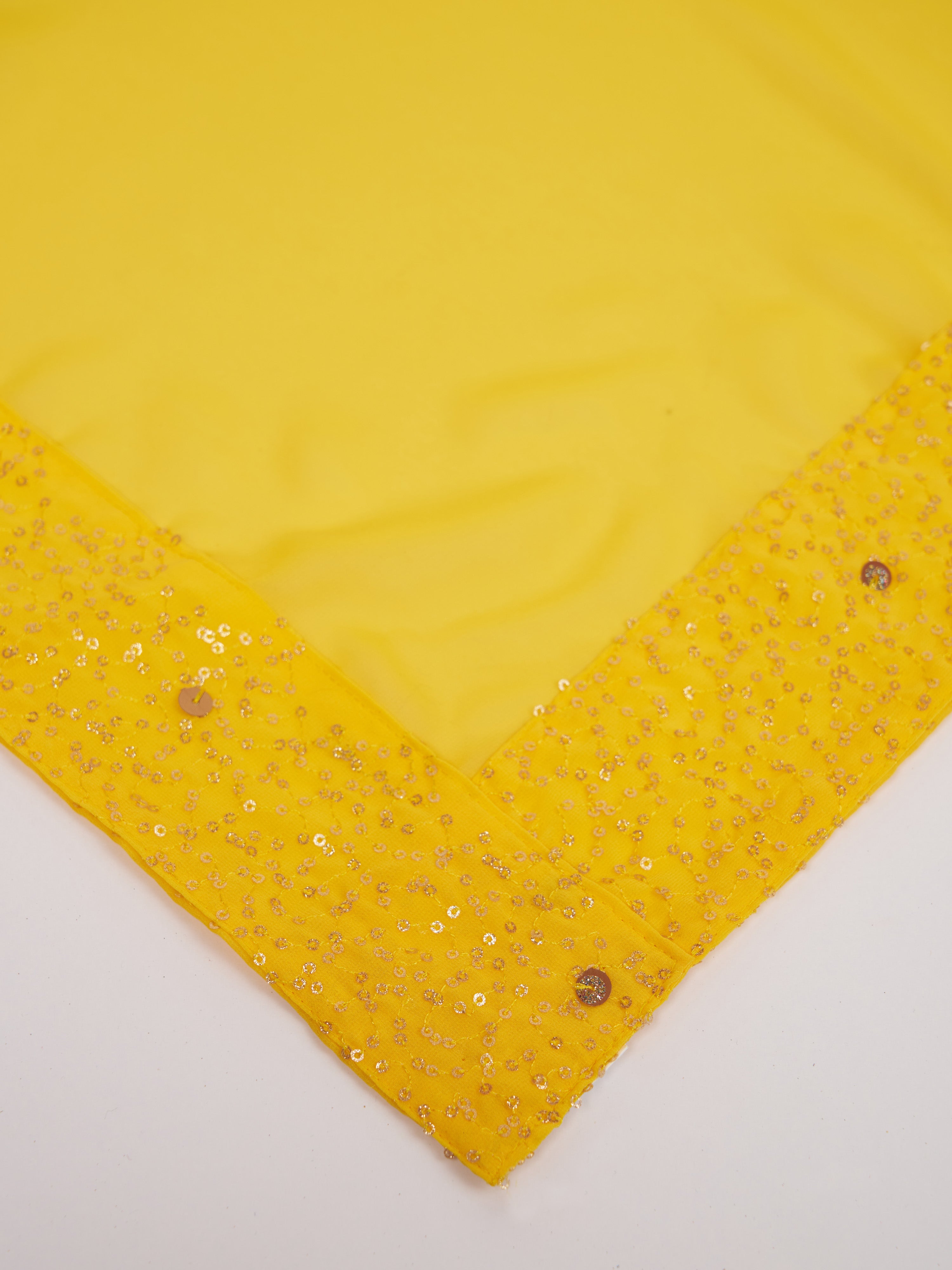 Men Yellow Georgette Sequin Embroidered Dupatta