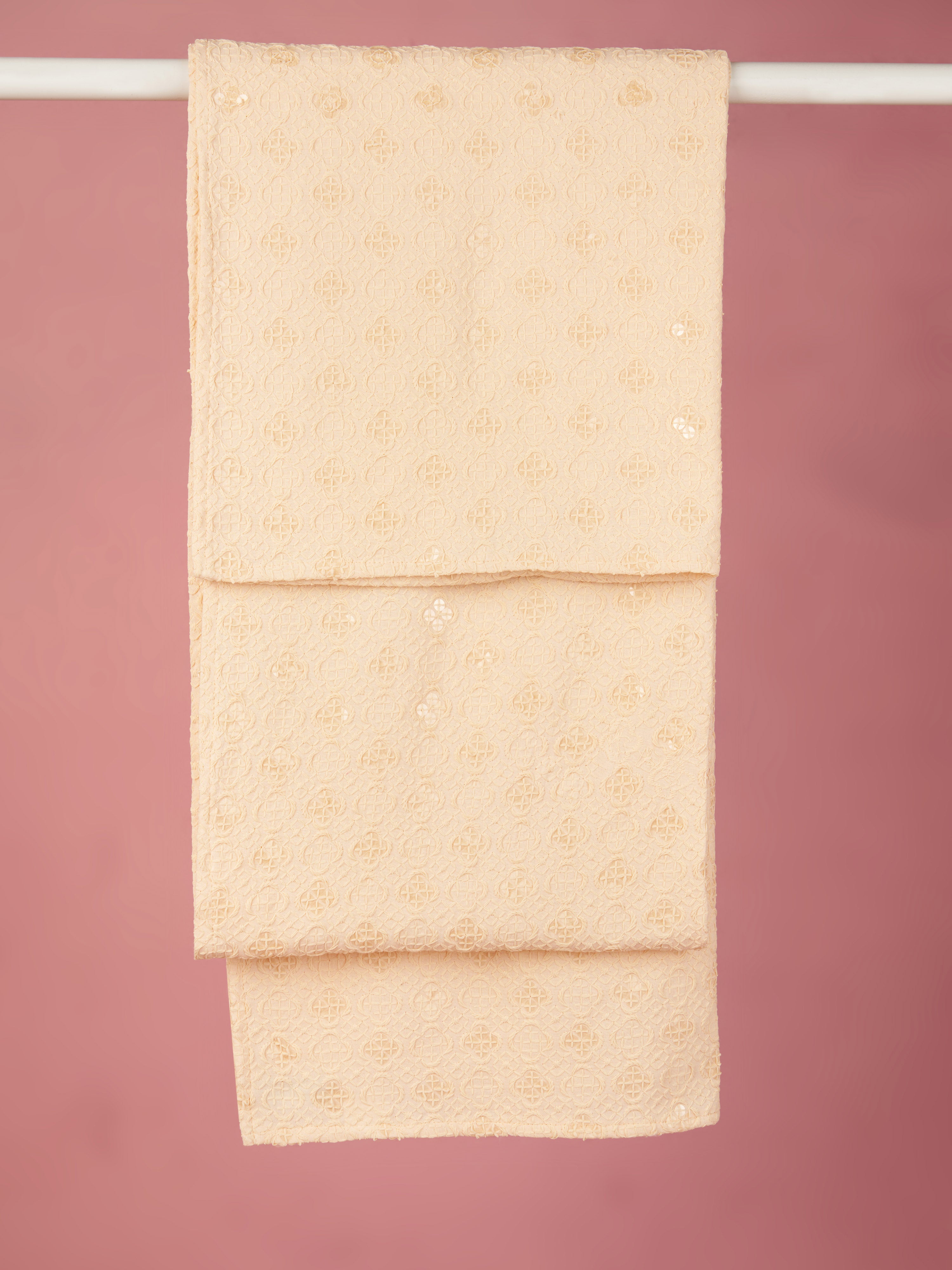 Men Peach Silk Blend Embroidered Dupatta