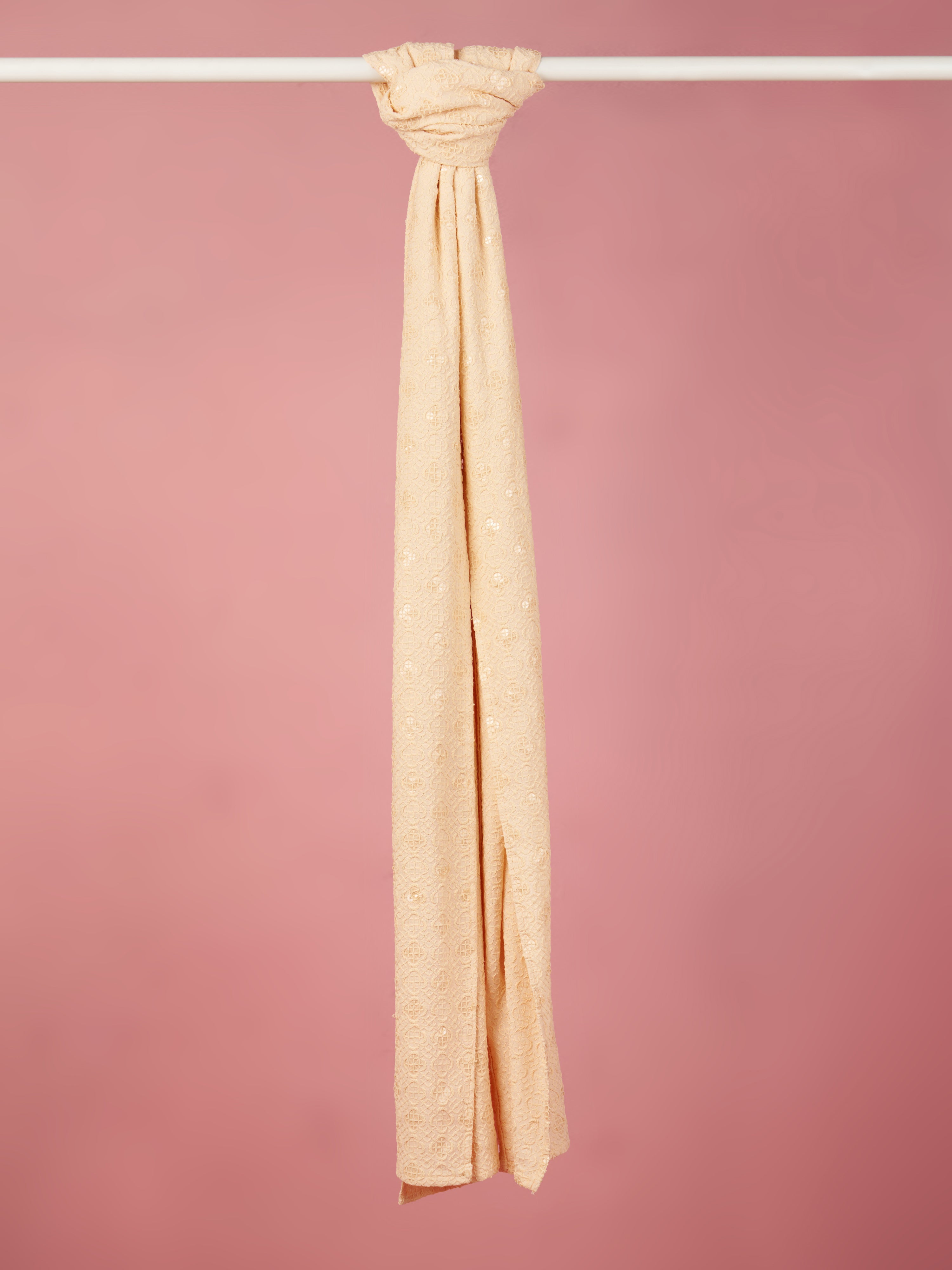 Men Peach Silk Blend Embroidered Dupatta